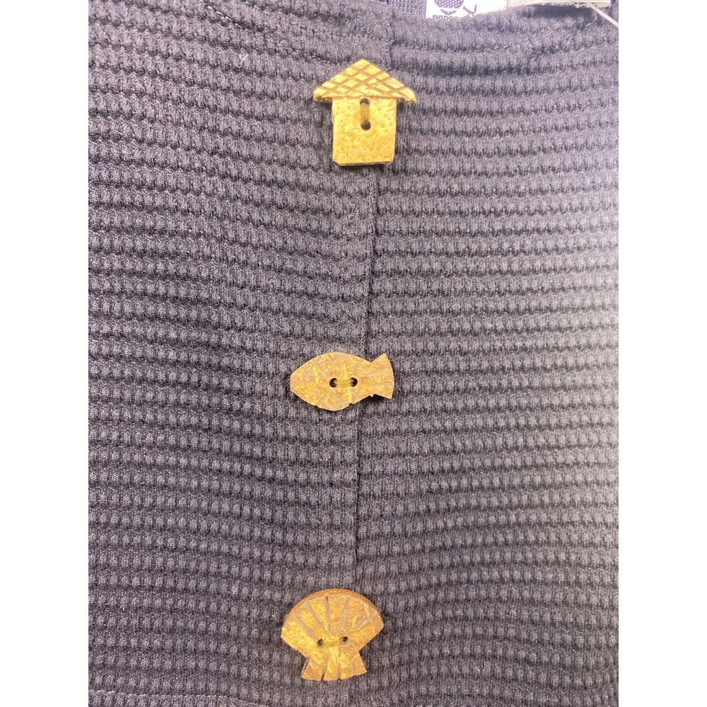 Richard and Company Long Dress Women Size M Black Cotton Waffle Knit Novelty NWT - Picture 5 of 13